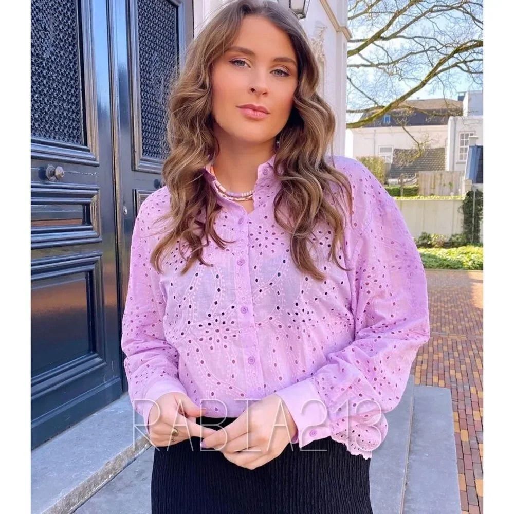 ZARA OPENWORK EMBROIDERY SHIRT